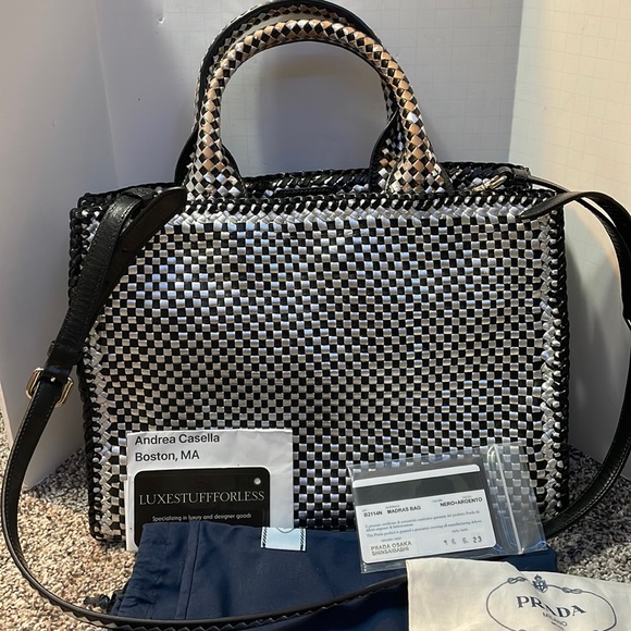 Prada Bags Authentic Prada Madras Bag Tote Crossbody In Black